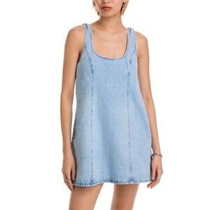 BLANKNYC A Line Flared Denim Dress Summer Time Light Wash Mini Large NWT‎
